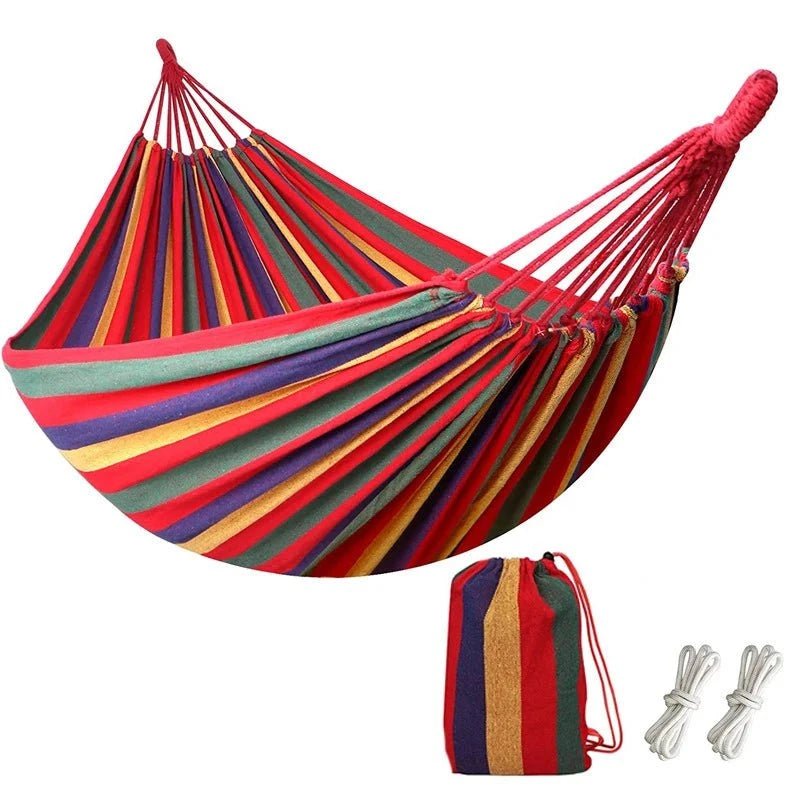 Canvas Hammock – Joyful Stripes and Grounded Stillness - Serenevi