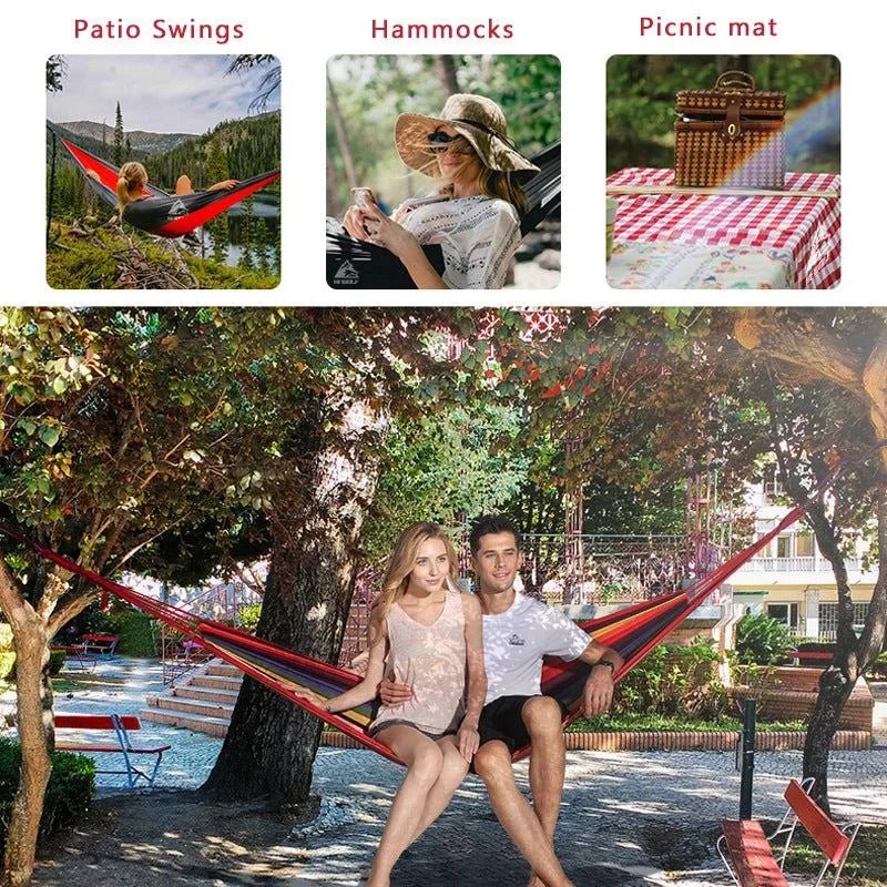 Canvas Hammock – Joyful Stripes and Grounded Stillness - Serenevi