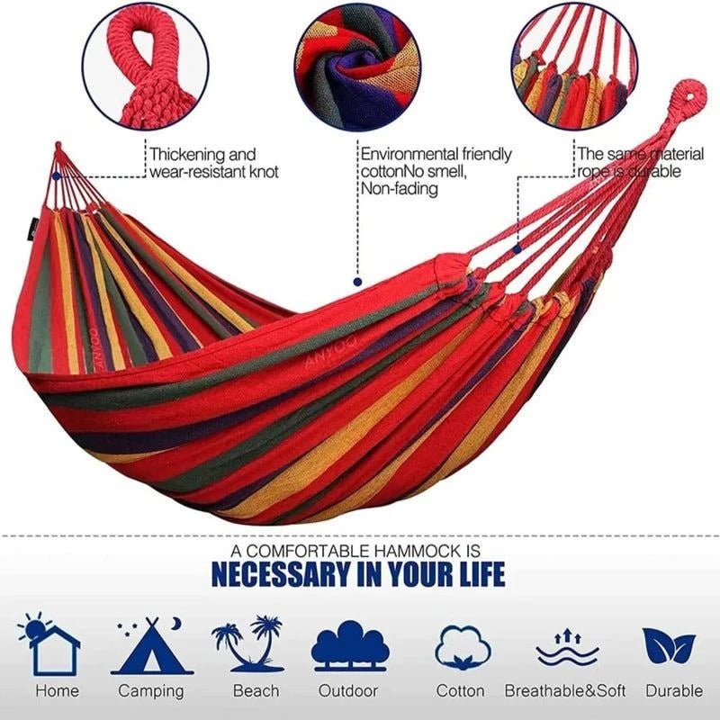 Canvas Hammock – Joyful Stripes and Grounded Stillness - Serenevi
