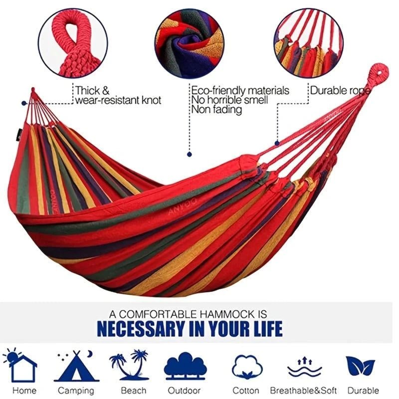 Canvas Hammock – Joyful Stripes and Grounded Stillness - Serenevi