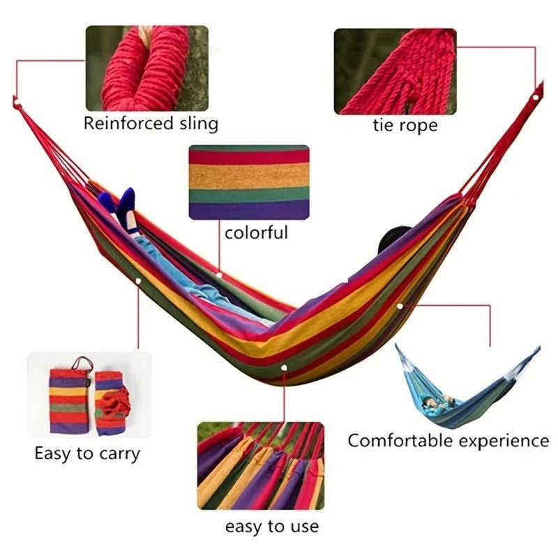 Canvas Hammock – Joyful Stripes and Grounded Stillness - Serenevi