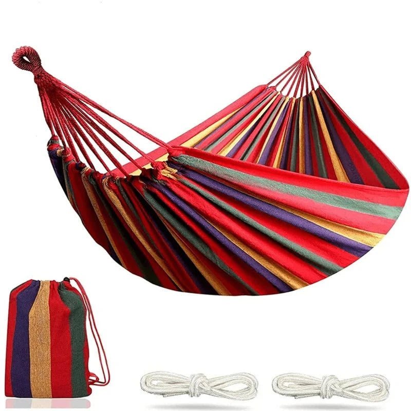 Canvas Hammock – Joyful Stripes and Grounded Stillness - Serenevi