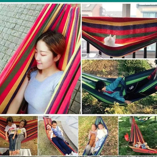 Canvas Hammock – Joyful Stripes and Grounded Stillness - Serenevi