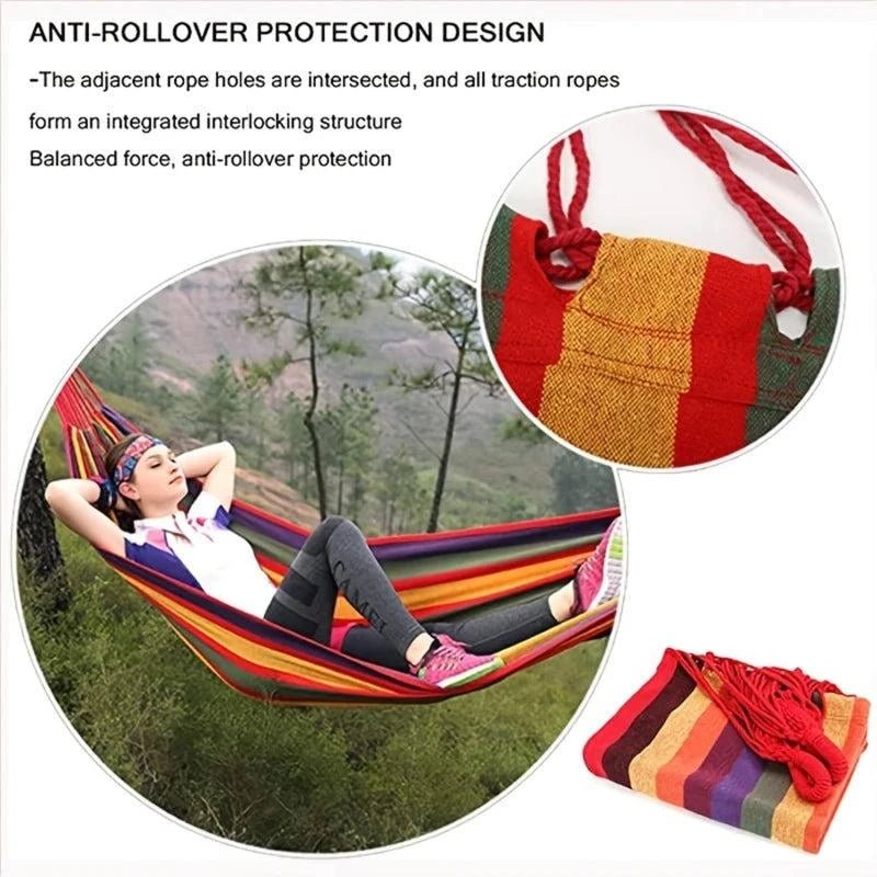 Canvas Hammock – Joyful Stripes and Grounded Stillness - Serenevi