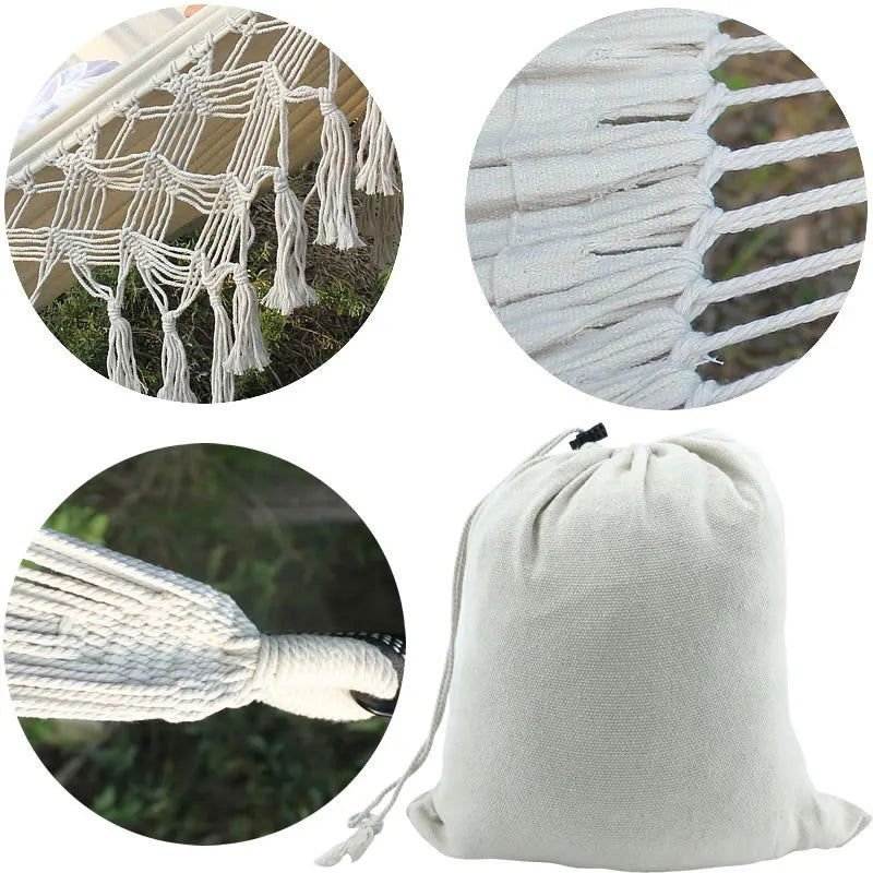 Double Boho Hammock - Large Brazilian Macrame Fringe - 286x140cm - Serenity Factory