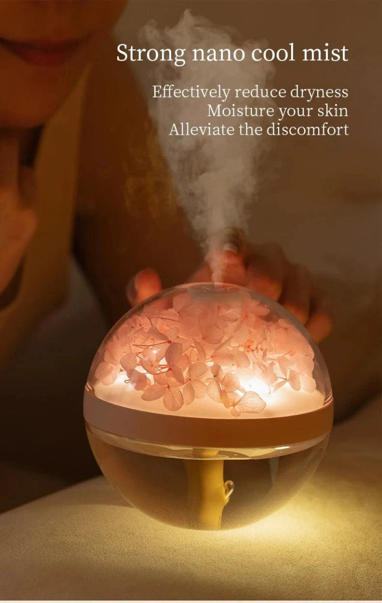 Eternal Flower Humidifier – Rechargeable Mist & Light for Calm Spaces - Serenevi