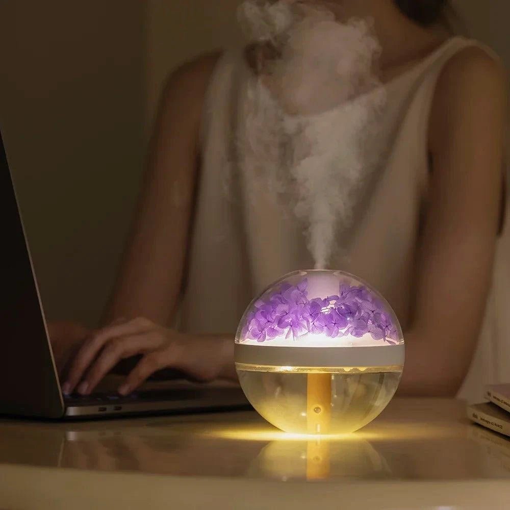 Eternal Flower Humidifier – Rechargeable Mist & Light for Calm Spaces - Serenevi