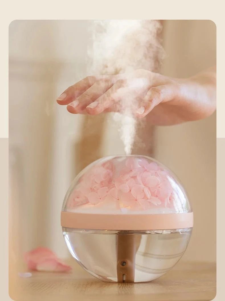 Eternal Flower Humidifier – Rechargeable Mist & Light for Calm Spaces - Serenevi