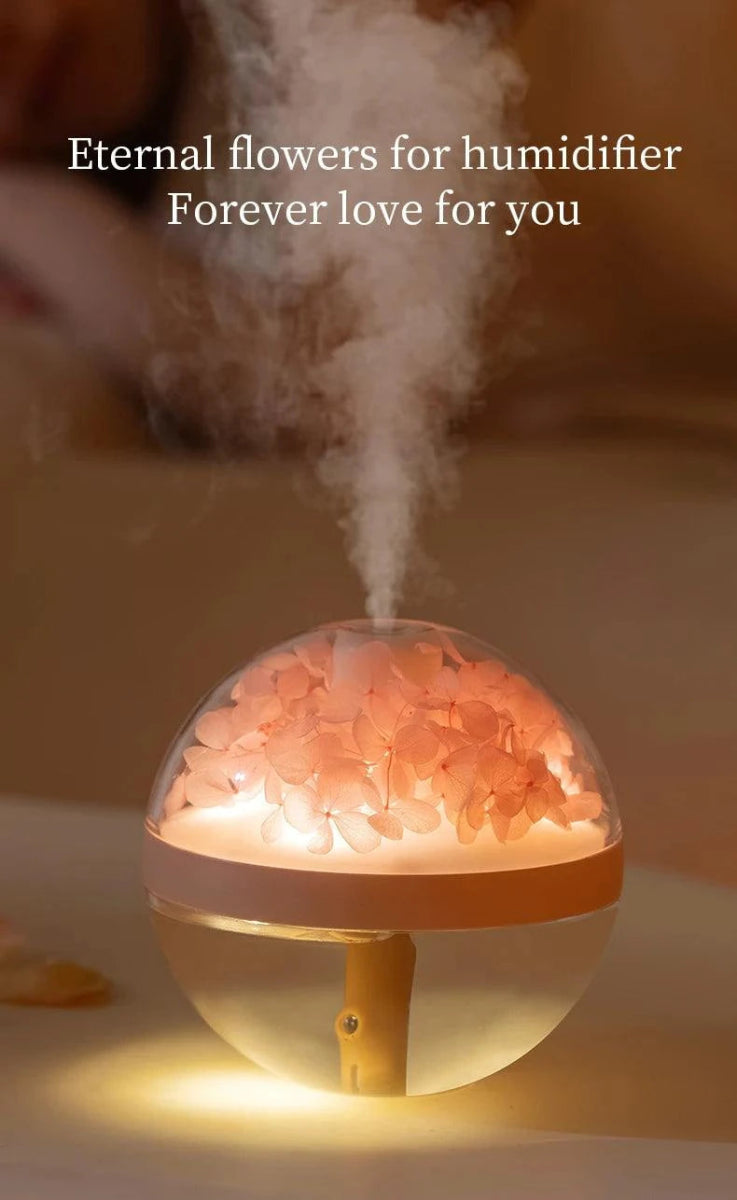 Eternal Flower Humidifier – Rechargeable Mist & Light for Calm Spaces - Serenevi