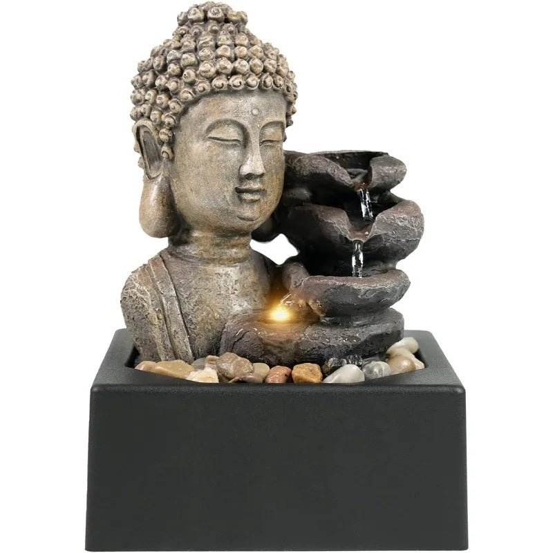 Gorgeous Buddha Head Fountain 4 - tier waterfall - Tabletop - Serenity Factory