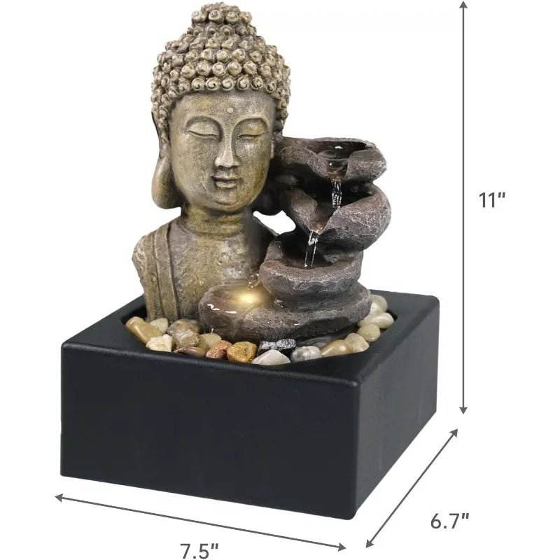 Gorgeous Buddha Head Fountain 4 - tier waterfall - Tabletop - Serenity Factory