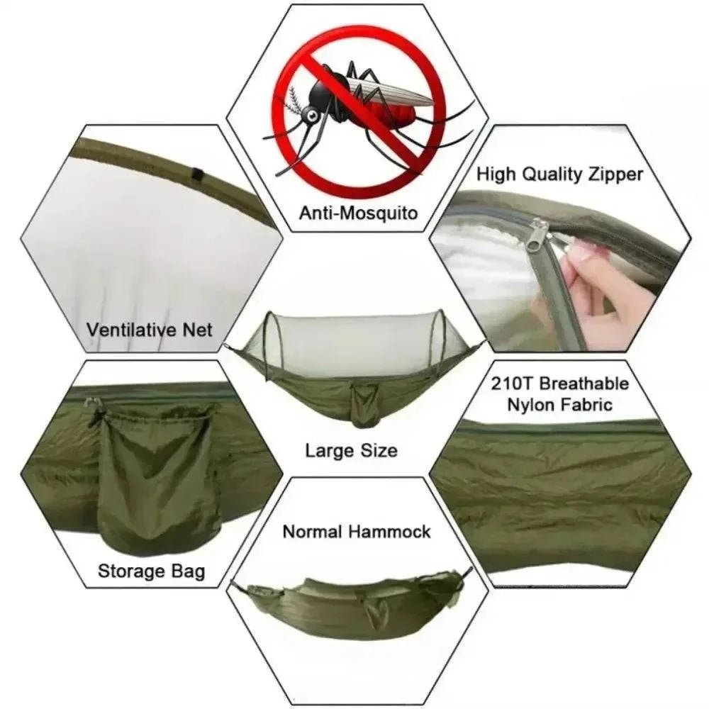 Hammock Reversible. with Mosquito Net. Single/Double - 6 colors - Serenevi