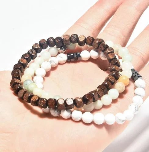Hematite and Volcanic Rock Bead Bracelet - Serenevi