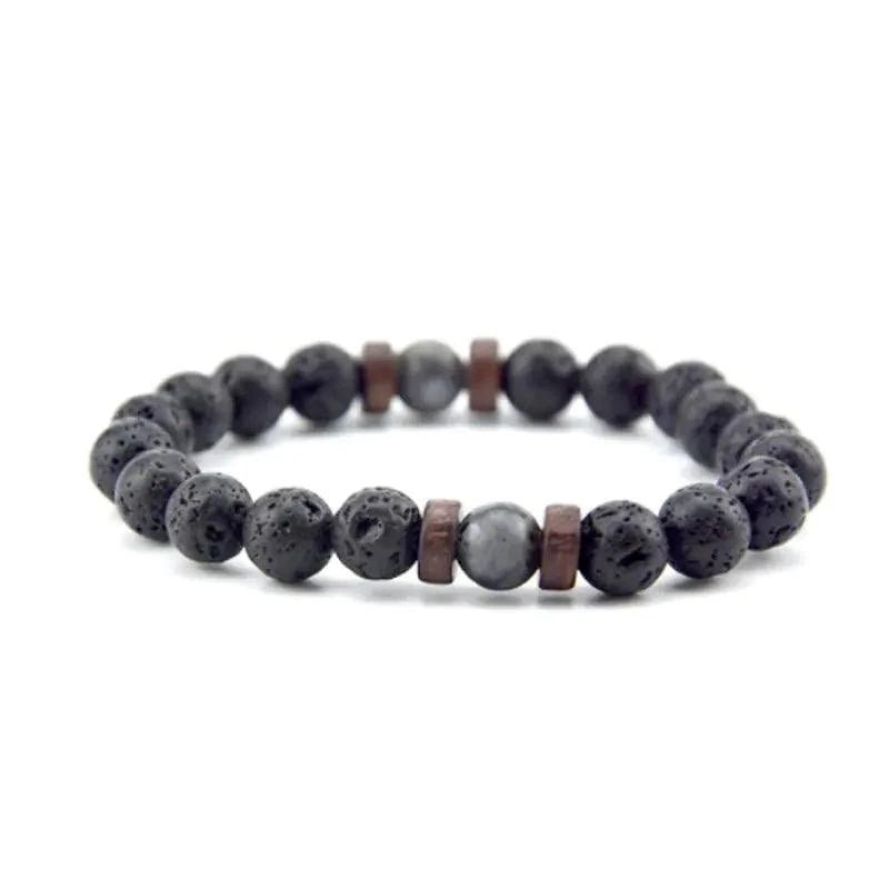 Hematite and Volcanic Rock Bead Bracelet - Serenevi