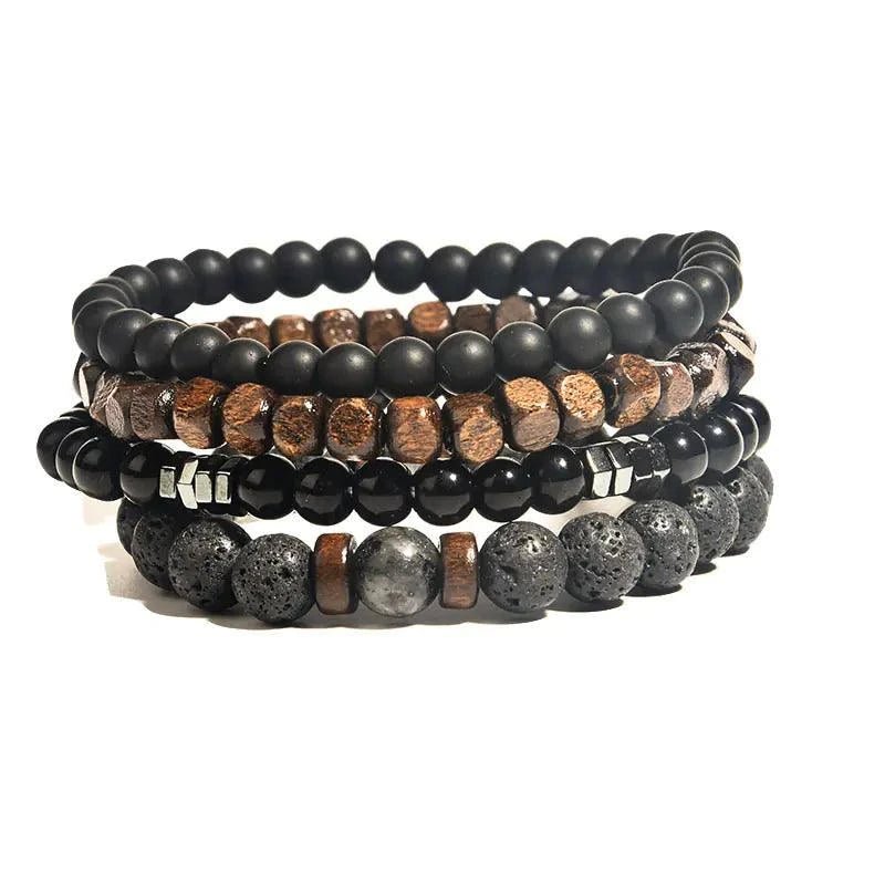 Hematite and Volcanic Rock Bead Bracelet - Serenevi