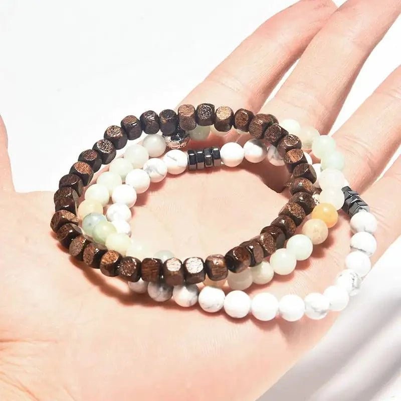 Hematite and Volcanic Rock Bead Bracelet - Serenevi