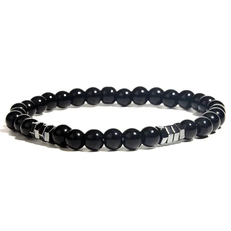 Hematite and Volcanic Rock Bead Bracelet - Serenevi