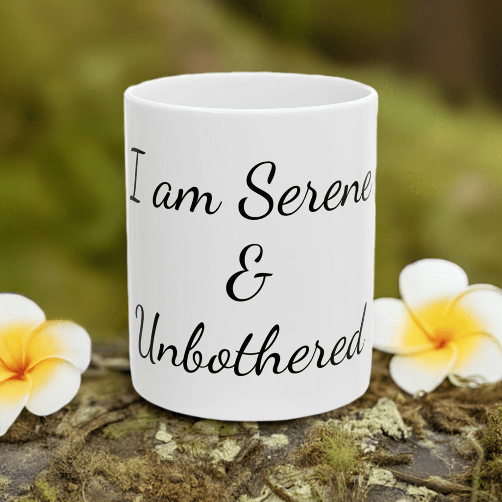"I Am Serene &amp; Unbothered" Mug – Inspirational Ceramic Coffee Cup - Serenity Factory