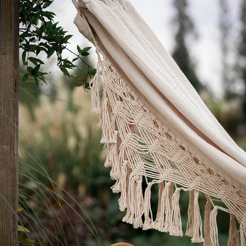 Large Hammock Boho 2 Persons  Macrame Fringe 550 lbs - Serenity Factory