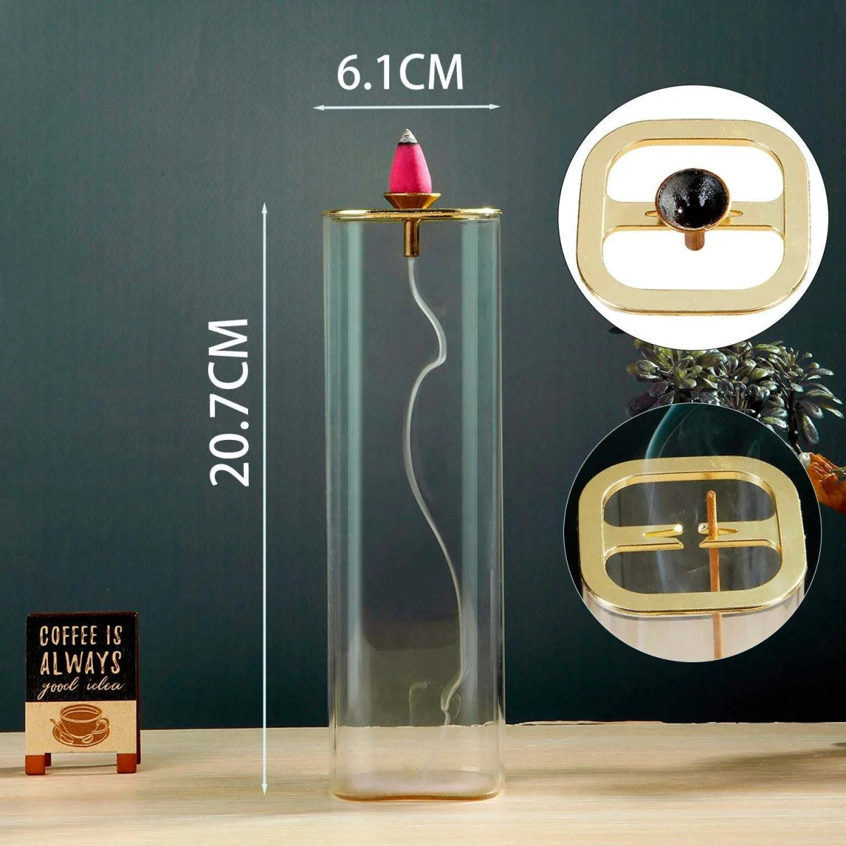 Modern Glass Incense Burner/Holder with Removable Glass Ash Catcher - Serenevi