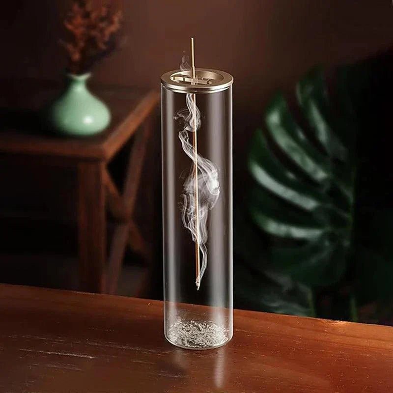 Modern Glass Incense Burner/Holder with Removable Glass Ash Catcher - Serenevi