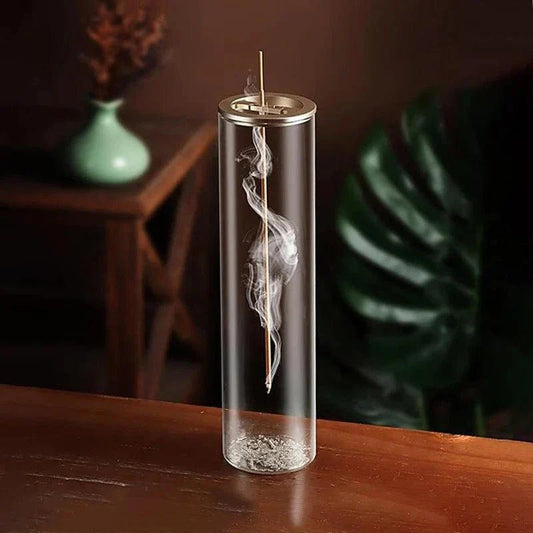 Modern Glass Incense Burner/Holder with Removable Glass Ash Catcher - Serenevi