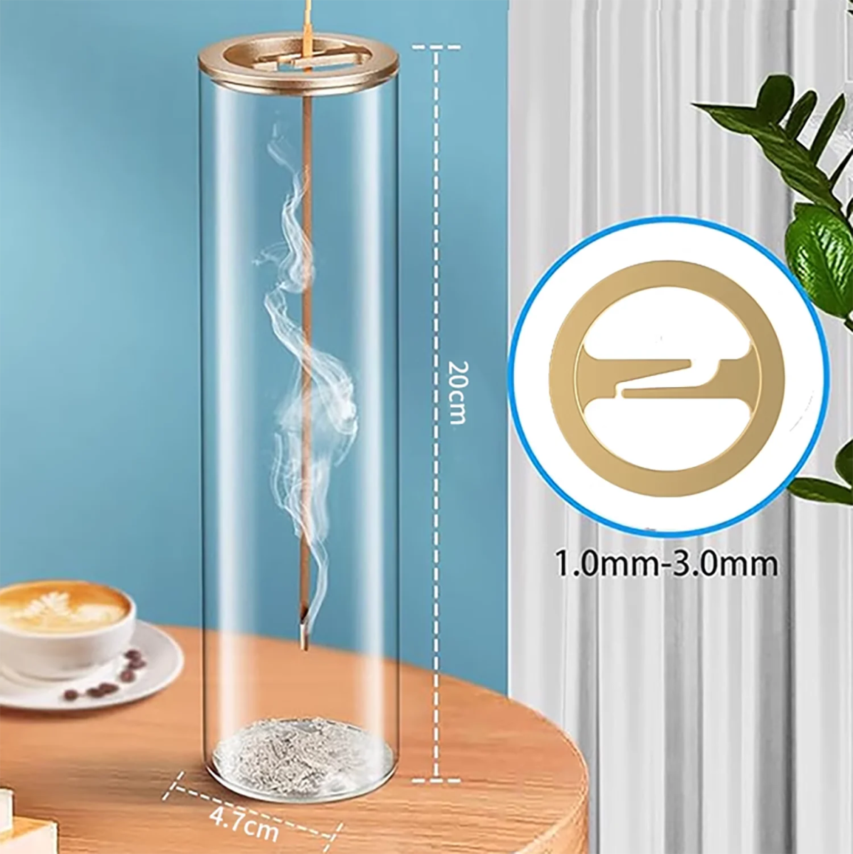 Modern Glass Incense Burner/Holder with Removable Glass Ash Catcher - Serenevi