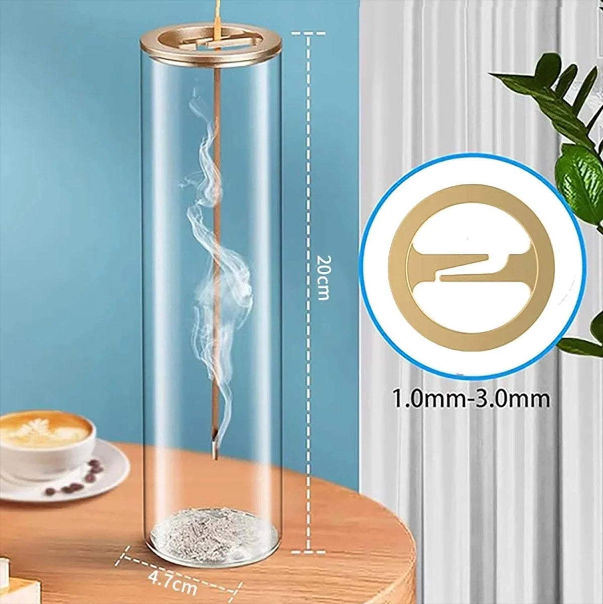 Modern Glass Incense Burner/Holder with Removable Glass Ash Catcher - Serenevi