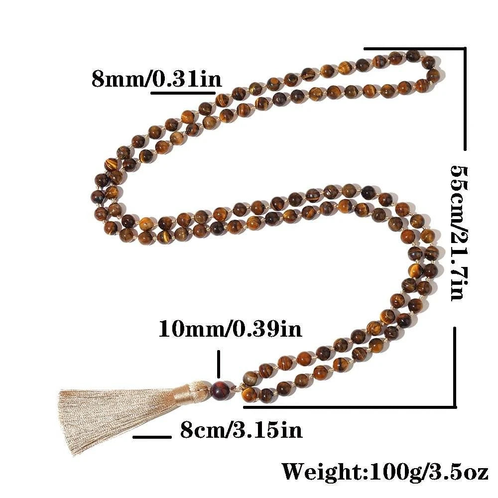 Natural Tiger Eye Bead Knotted Mala - Serenity Factory - Serenity Factory