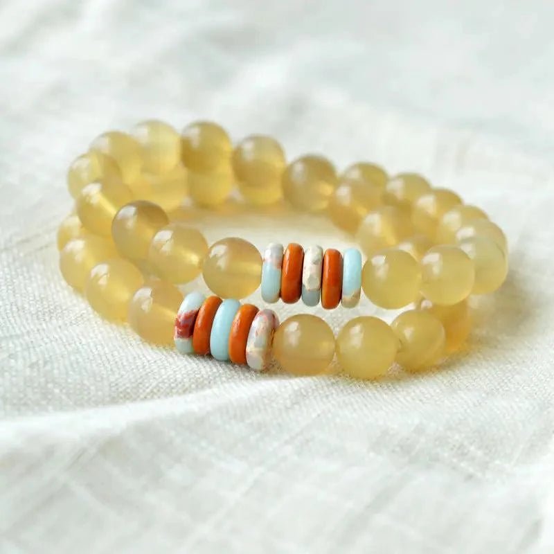 Old Sheep Horn Buddha Bead Bracelet - Serenevi