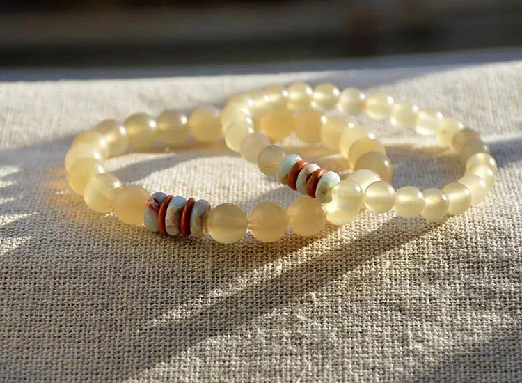Old Sheep Horn Buddha Bead Bracelet - Serenevi