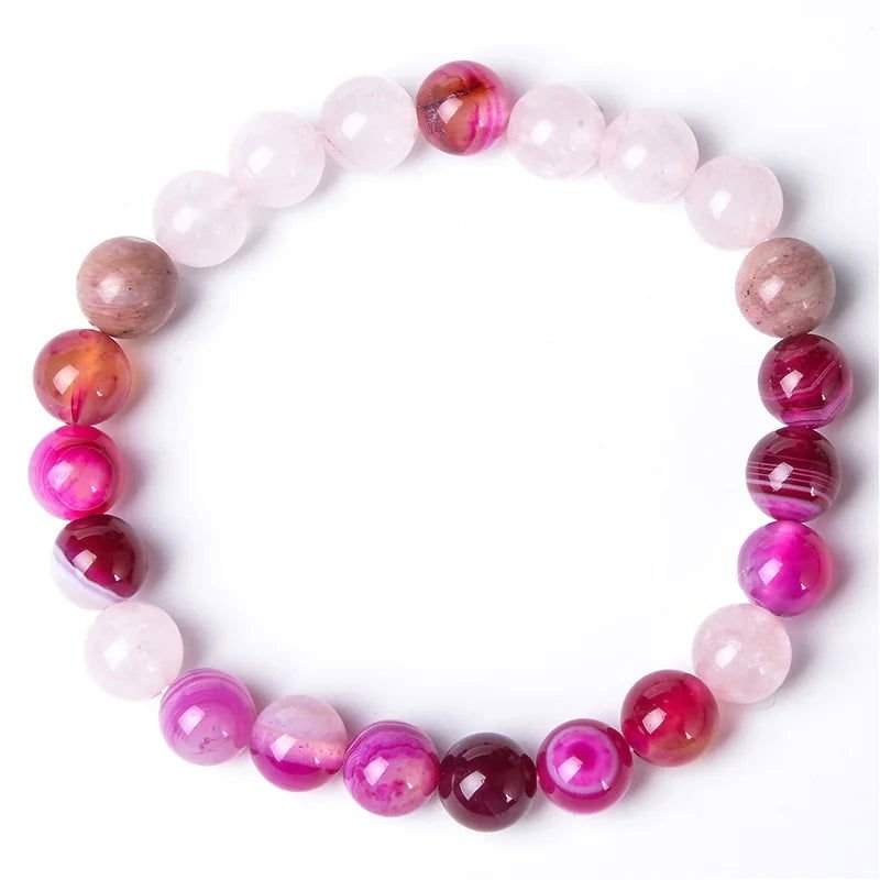 Pretty in Pink Mala & Bracelet Set - Pink Agate, Rose Quartz & Rhodonite - Serenity Factory