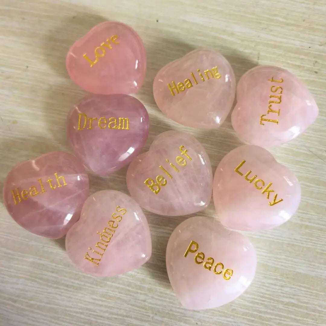 Rose Quartz Heart with Engraved Word – A Beautiful Message of Love - Serenity Factory