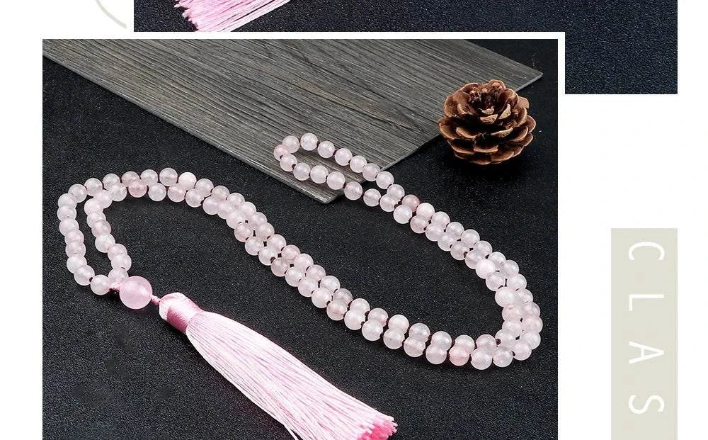 Rose Quartz stretchable Mala - Serenevi