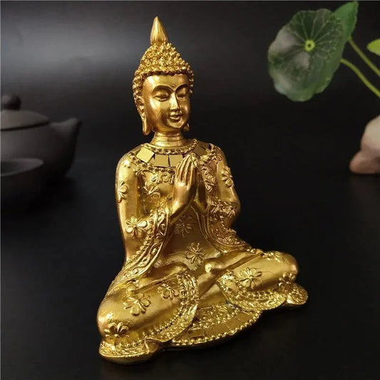 Seated Thai Buddha Figurines Gold/Bronze Resin - Serenity Factory