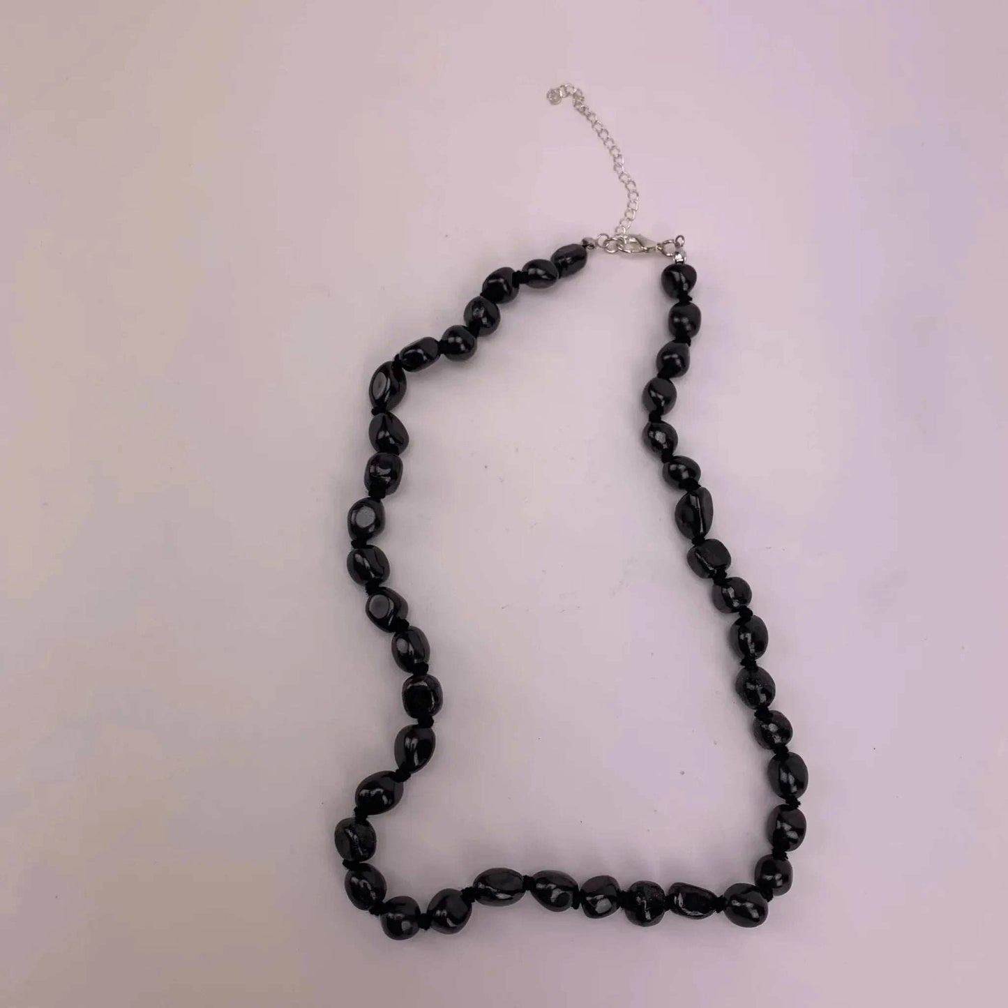 Shungite Tumbled Bead Necklace 18", 7-10 mm Stones, EMF Protection, Russia.